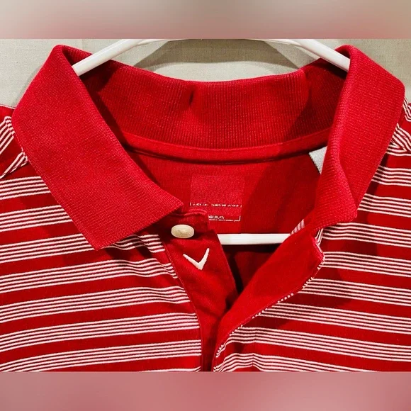 Men’s Callaway Red and White Striped Golf Polo Shirt - Picture 3 of 6